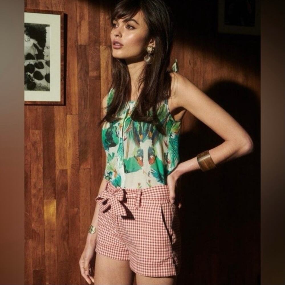 Sezane X G.Kero Women's Ricci Jungle Print Tank Top Sheer Lightweight Tropical